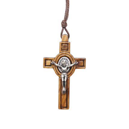 十字架-圣本笃-橄榄木-直款-带挂绳-4x2.5cm