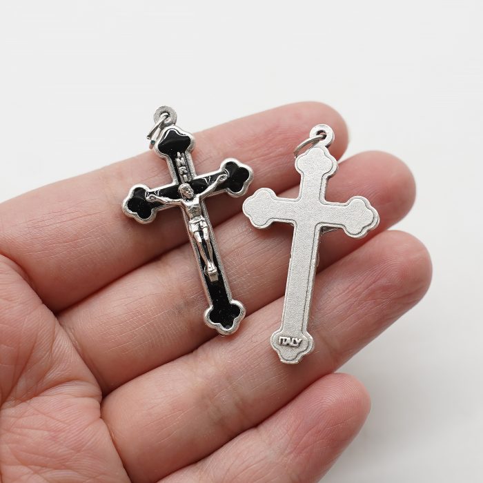 DIY十字架-珐琅彩黑色-锌合金-3.7x2.3cm Catholic religious art