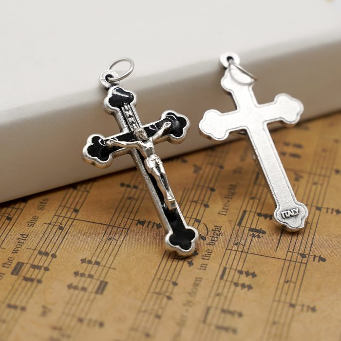 DIY十字架-珐琅彩黑色-锌合金-3.7x2.3cm Catholic religious art