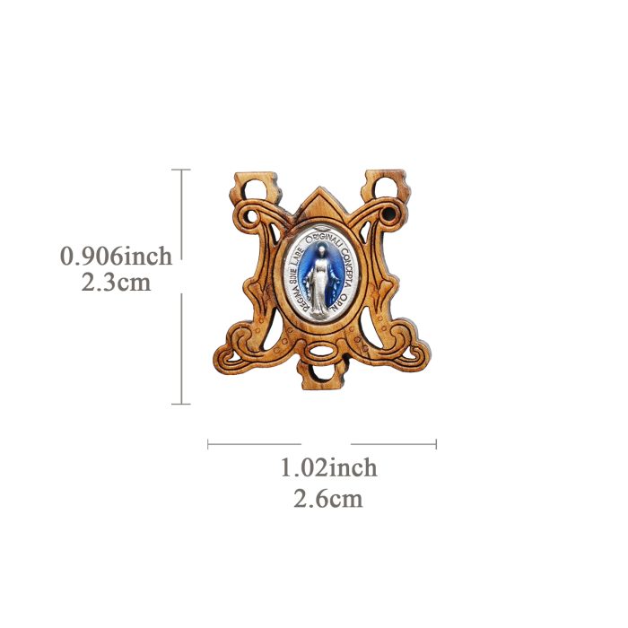 DIY三通-显灵圣母-橄榄木-2.3X2.6cm Catholic religious art