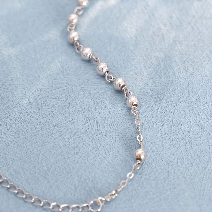 手链-十字架配饰-S925-可延长链-圆珠4mm Catholic religious art