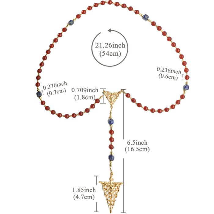 玫瑰念珠-红玛瑙-青金石-复古风格-镀金配件-6mm-送抽绳粉色念珠包 Catholic religious art