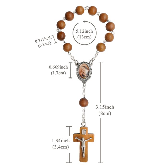 一端念珠-圣妇丽达-枣木-8mm Catholic religious art