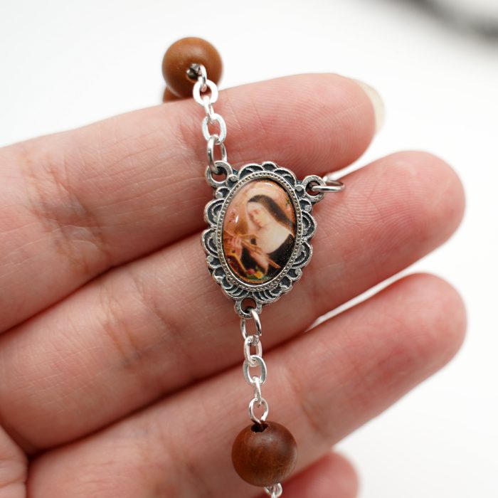 一端念珠-圣妇丽达-枣木-8mm Catholic religious art