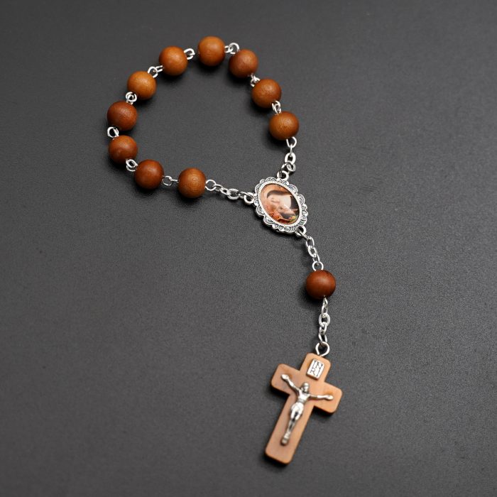 一端念珠-圣妇丽达-枣木-8mm Catholic religious art