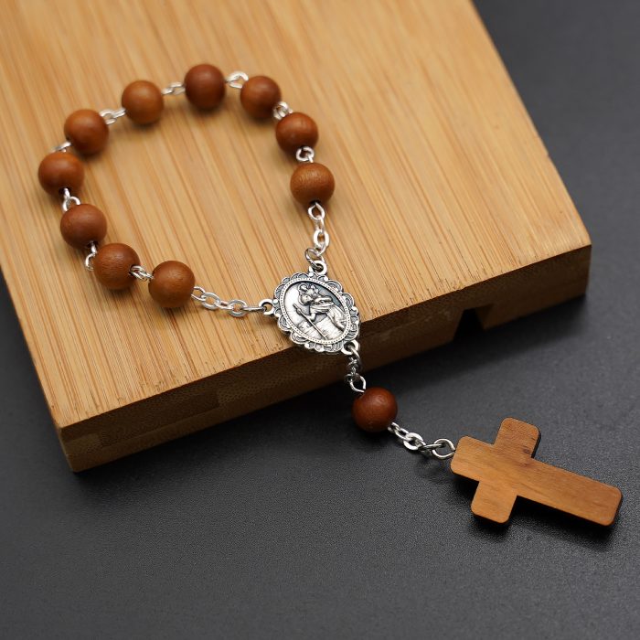 一端念珠-圣妇丽达-枣木-8mm Catholic religious art