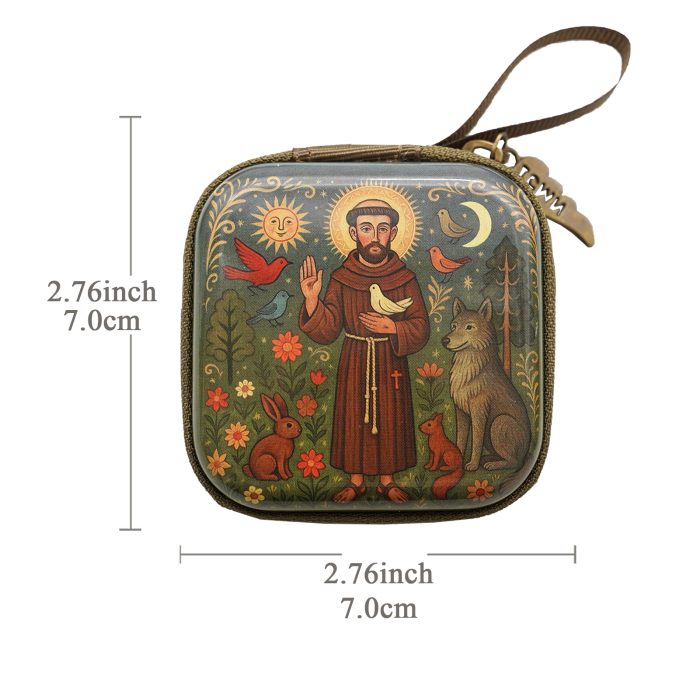 金属念珠包-方济各-拉链款-7x7cm厚度3.3cm Catholic religious art