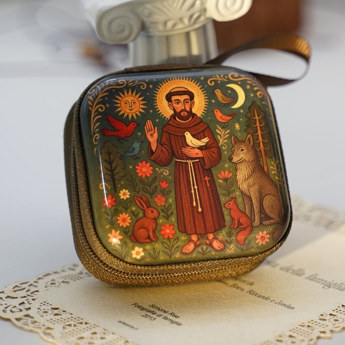 金属念珠包-方济各-拉链款-7x7cm厚度3.3cm Catholic religious art