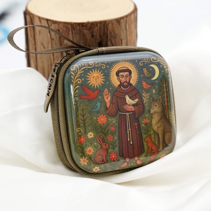 金属念珠包-方济各-拉链款-7x7cm厚度3.3cm Catholic religious art