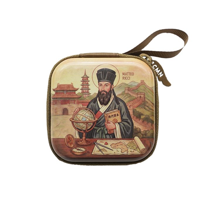 IC03B15-MR 金属念珠包-利玛窦-拉链款-7x7cm厚度3.3cm Catholic religious art