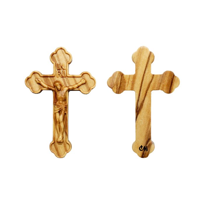 DIY十字架-橄榄木-浅色简约纹-5.5x3.5cm Catholic religious art