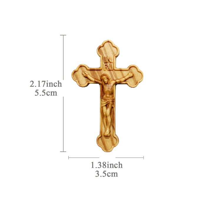 DIY十字架-橄榄木-浅色简约纹-5.5x3.5cm Catholic religious art