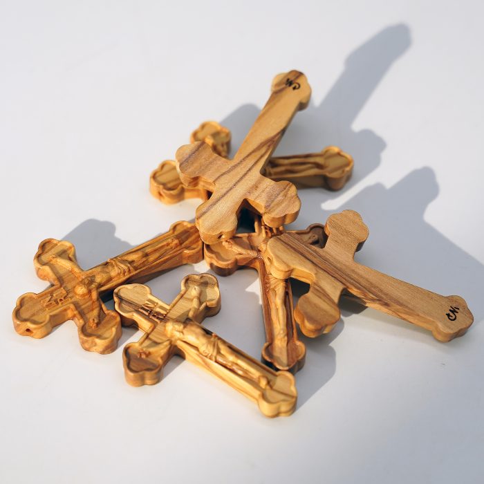 DIY十字架-橄榄木-浅色简约纹-5.5x3.5cm Catholic religious art