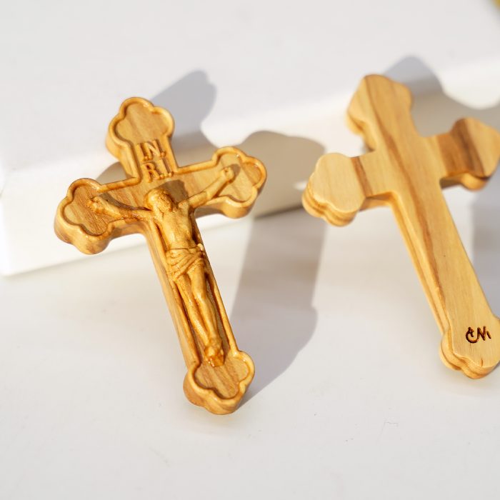 DIY十字架-橄榄木-浅色简约纹-5.5x3.5cm Catholic religious art