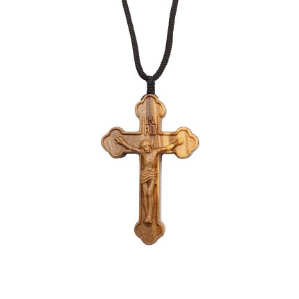十字项链橄榄木-自然巧克力纹-5.5x3.5cm