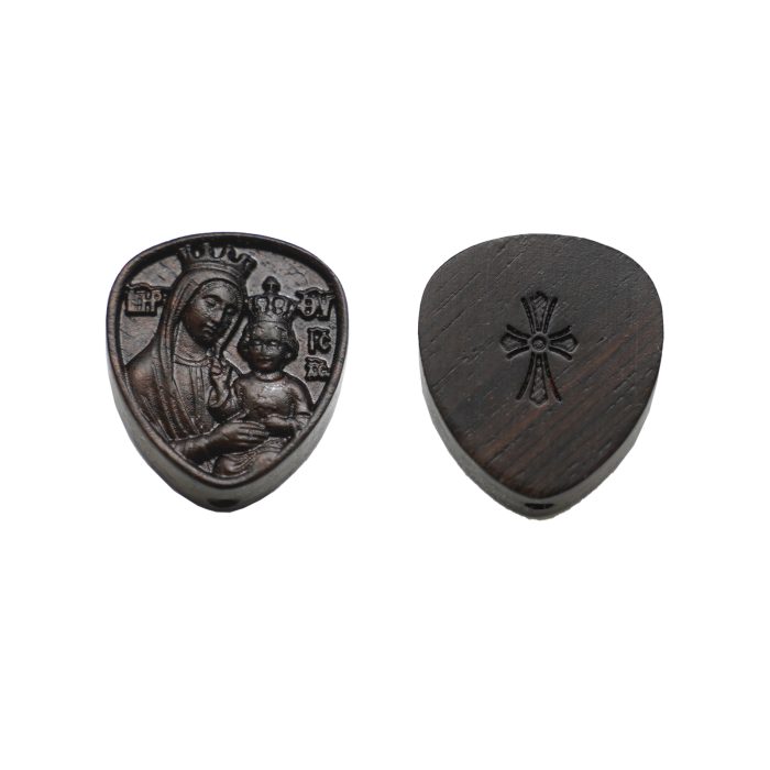 DIY三通-圣母抱耶稣-黑檀木-2.0x1.8cm Catholic religious art