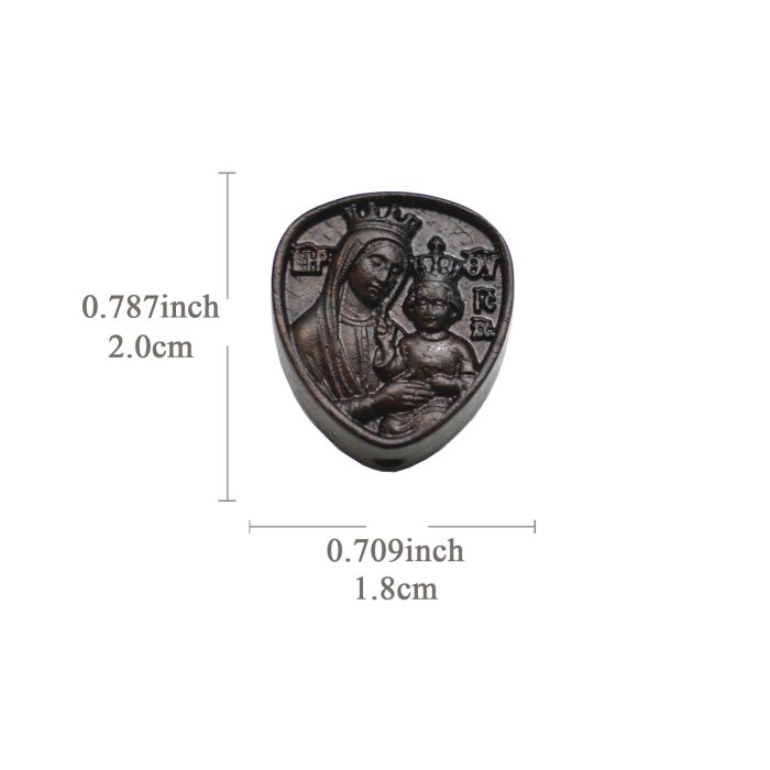 DIY三通-圣母抱耶稣-黑檀木-2.0x1.8cm Catholic religious art