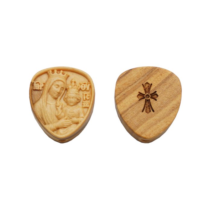 IC03CRC025-UL DIY三通-圣母抱婴孩-橄榄木-2.0x1.8cm Catholic religious art