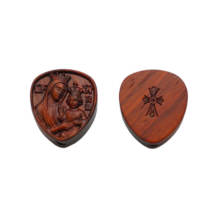 DIY三通-圣母抱耶稣-紫檀木-2.0x1.8cm Catholic religious art