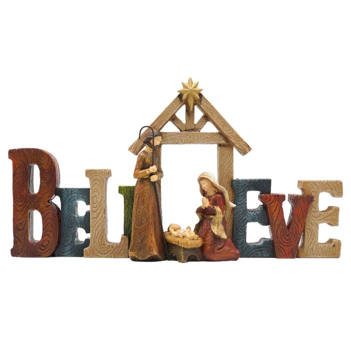 圣诞节-Believe-家庭马槽-房子摆件-18.5x15cm Catholic religious art