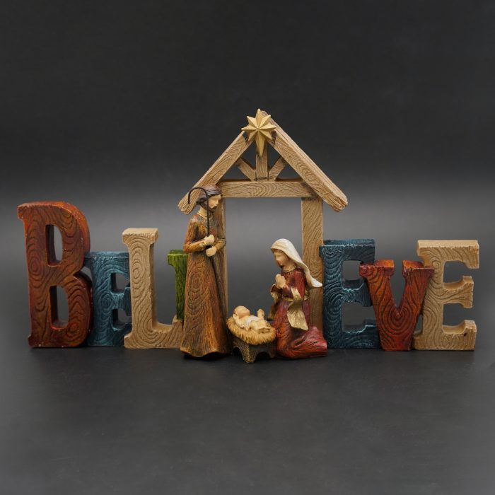 圣诞节-Believe-家庭马槽-房子摆件-18.5x15cm Catholic religious art