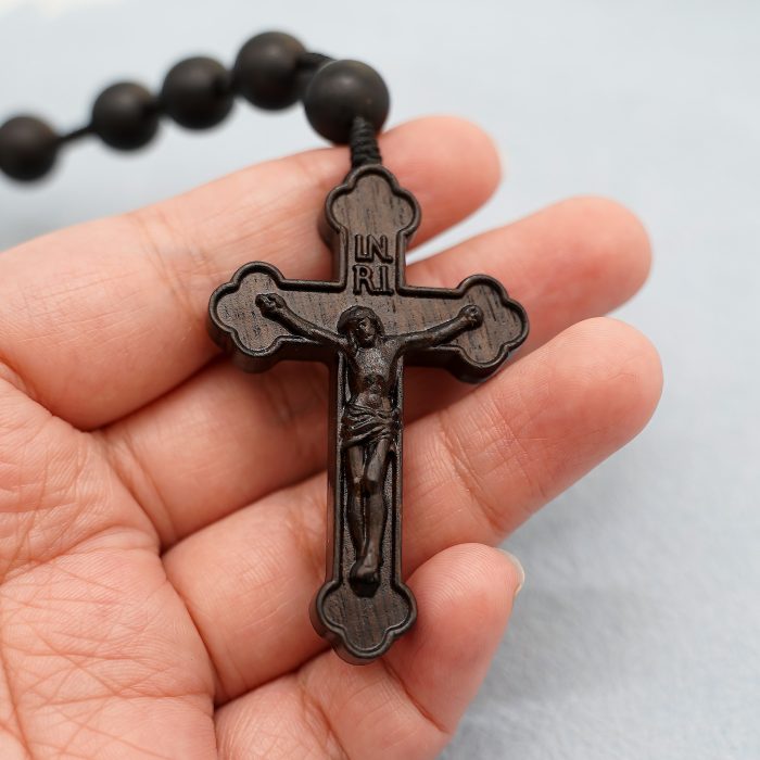 玫瑰念珠-皇冠圣母子-黑檀-绳编-10mm送念珠包 Catholic religious art
