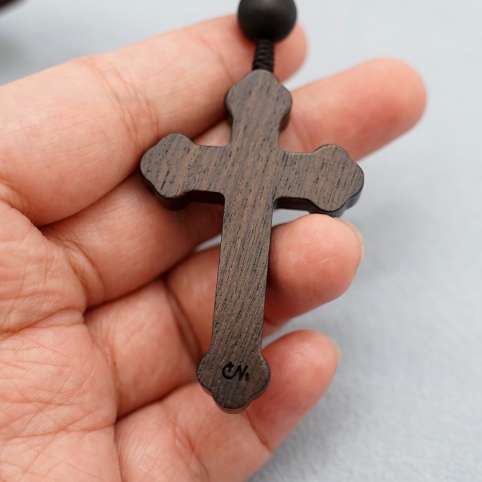 玫瑰念珠-皇冠圣母子-黑檀-绳编-10mm送念珠包 Catholic religious art
