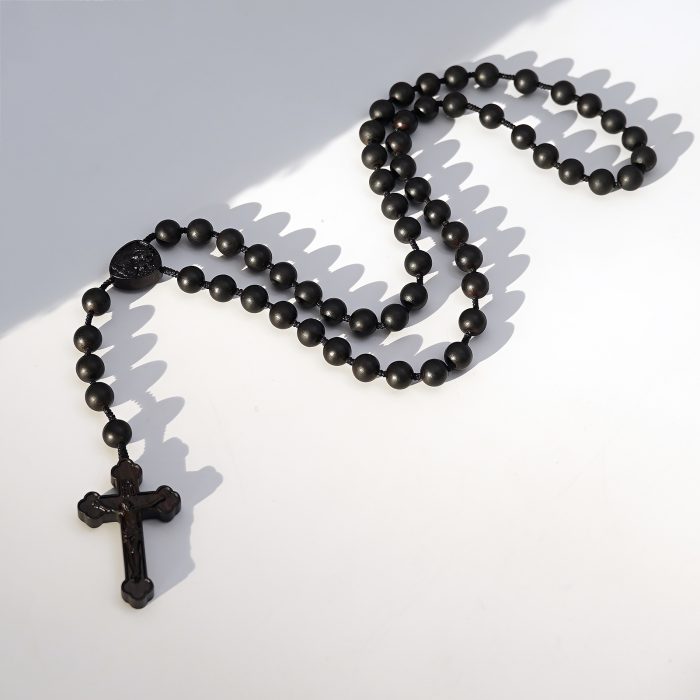 玫瑰念珠-皇冠圣母子-黑檀-绳编-10mm送念珠包 Catholic religious art