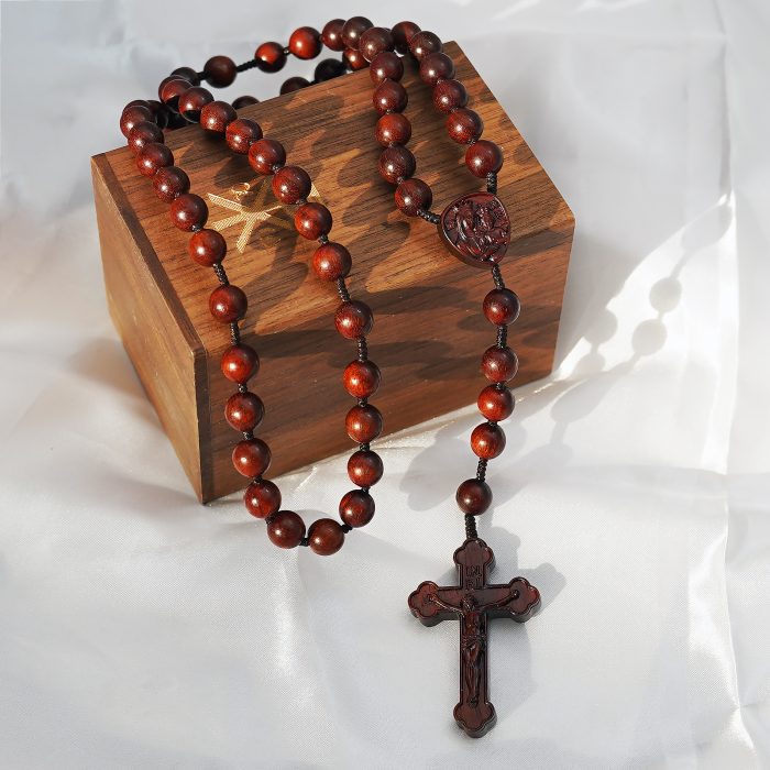 玫瑰念珠-皇冠圣母子-紫檀-绳编-10mm送念珠包 Catholic religious art