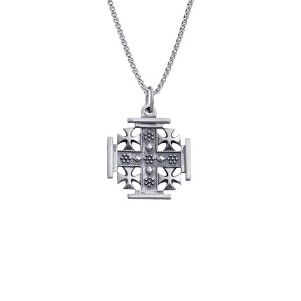 吊坠十字架-耶路撒冷-做旧-925银-2.0cm（送60厘米钛钢链）