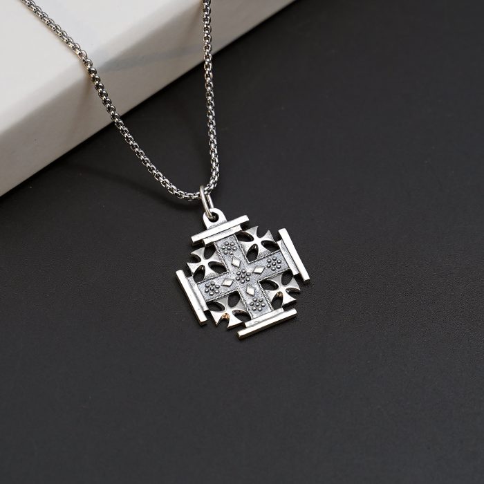 吊坠十字架-耶路撒冷-复古-925银-2.0cm（送60厘米钛钢链） Catholic religious art