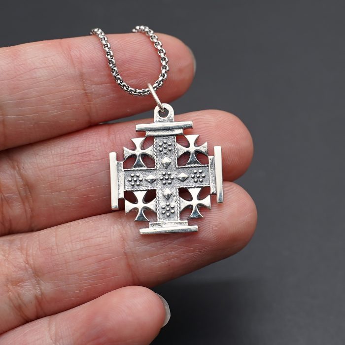 吊坠十字架-耶路撒冷-复古-925银-2.0cm（送60厘米钛钢链） Catholic religious art