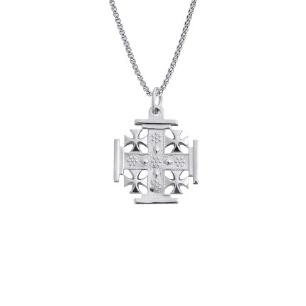 吊坠十字架-耶路撒冷-电白-925银-2.0cm（送60厘米钛钢链）