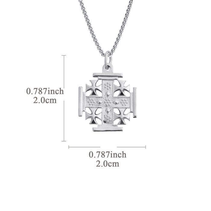 吊坠十字架-耶路撒冷-亮白色-925银-2.0cm（送60厘米钛钢链） Catholic religious art