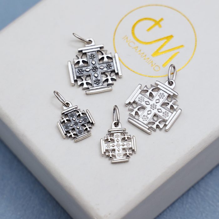 IC03CR019 DIY十字架-耶路撒冷-电白/做旧-925银-1.5/1.0cm Catholic religious art