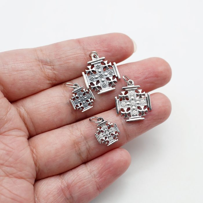 DIY十字架-耶路撒冷-电白/做旧-925银-1.5/1.0cm Catholic religious art