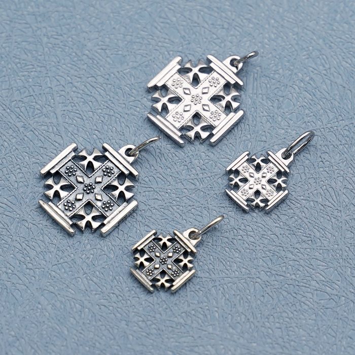 DIY十字架-耶路撒冷-电白/做旧-925银-1.5/1.0cm Catholic religious art