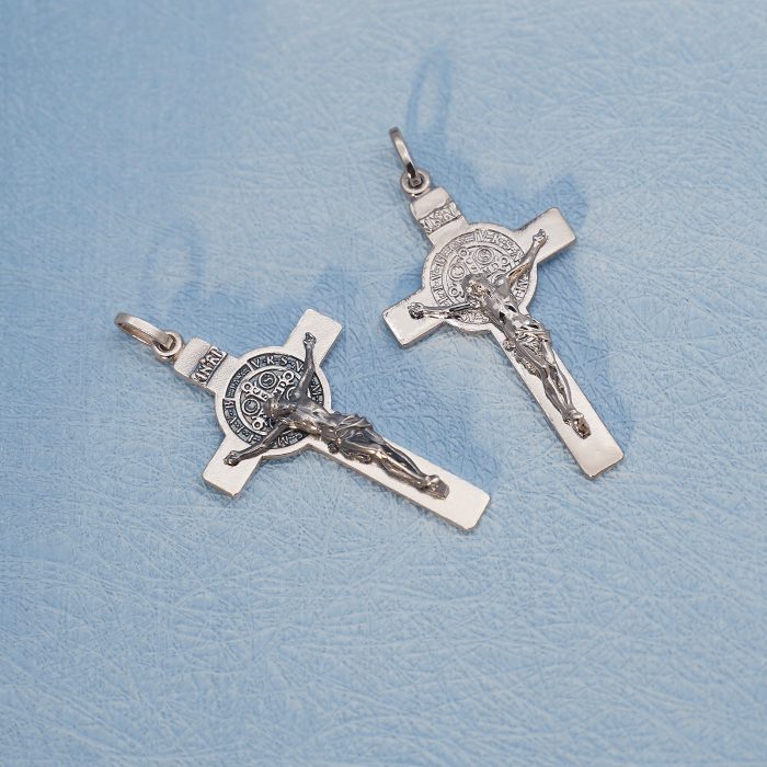 十字架-本笃-电白-925银-3.5×2.1CM（送60厘米钛钢链） Catholic religious art
