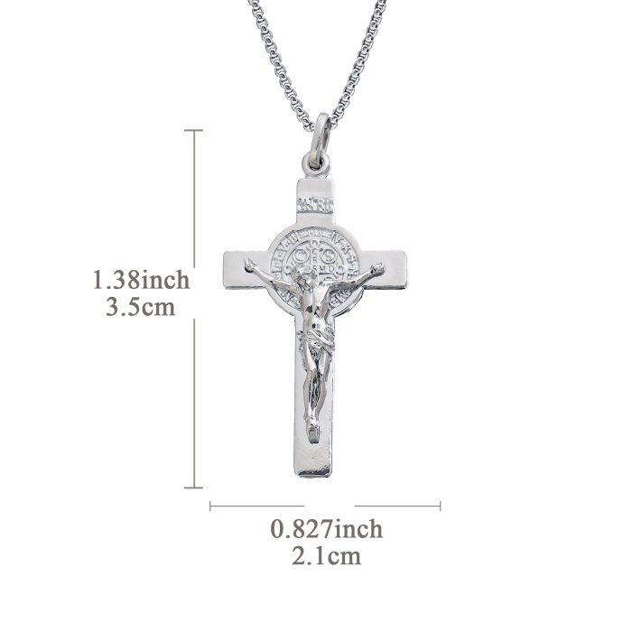 十字架-本笃-电白-925银-3.5×2.1CM（送60厘米钛钢链） Catholic religious art