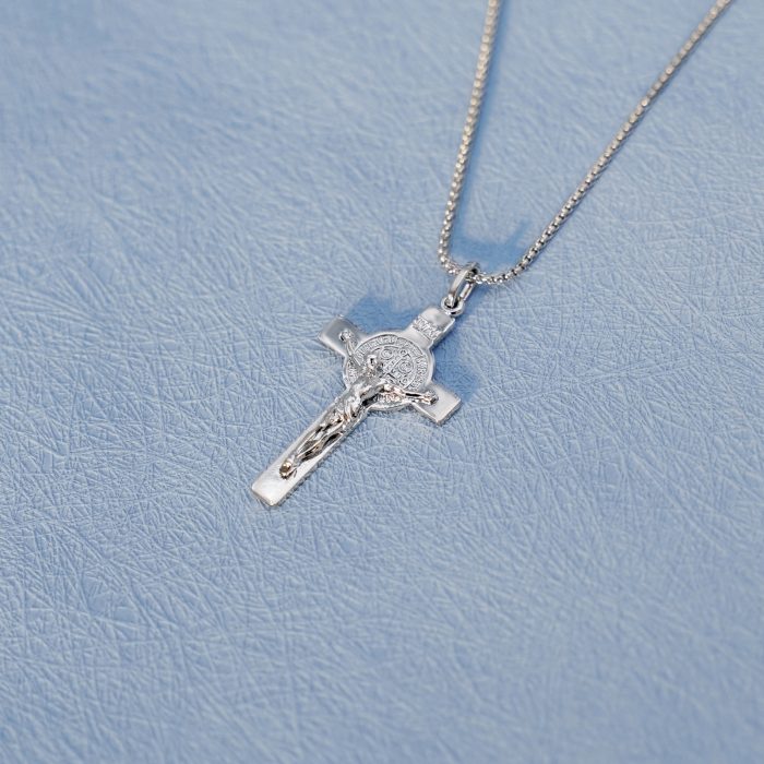 十字架-本笃-电白-925银-3.5×2.1CM（送60厘米钛钢链） Catholic religious art