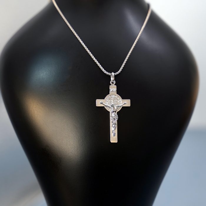 十字架-本笃-电白-925银-3.5×2.1CM（送60厘米钛钢链） Catholic religious art