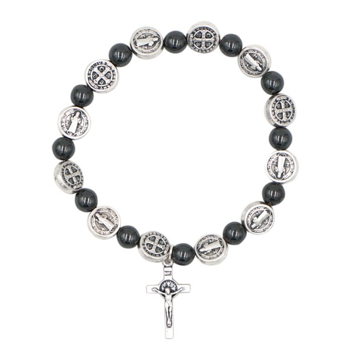 弹力手链手串-圣本笃-赤铁矿 Catholic religious art