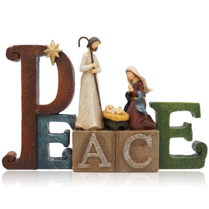 圣诞节-PEACE摆件-圣诞马槽-14x23cm