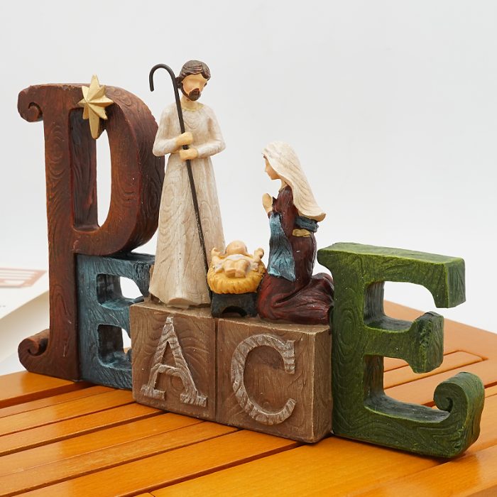 圣诞节-PEACE摆件-圣诞马槽-14x23cm Catholic religious art