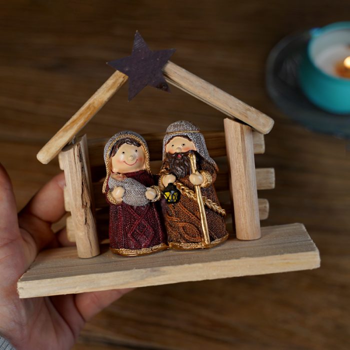 圣诞节-彩色摆件-马槽带房子 -12x15cm Catholic religious art