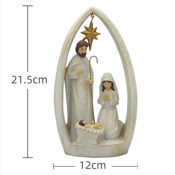 圣诞节-水滴米色摆件-圣诞马槽 -21.5x12cm Catholic religious art