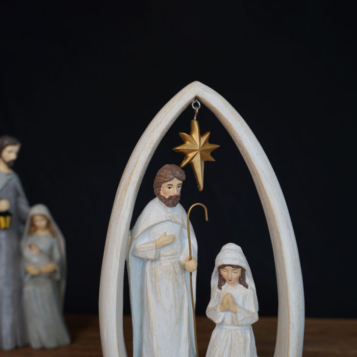 圣诞节-水滴米色摆件-圣诞马槽 -21.5x12cm Catholic religious art