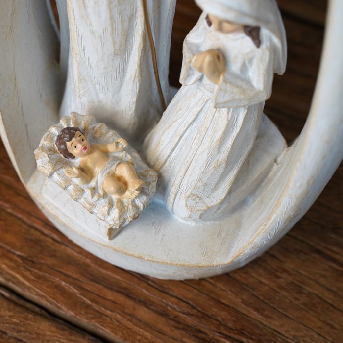 圣诞节-水滴米色摆件-圣诞马槽 -21.5x12cm Catholic religious art