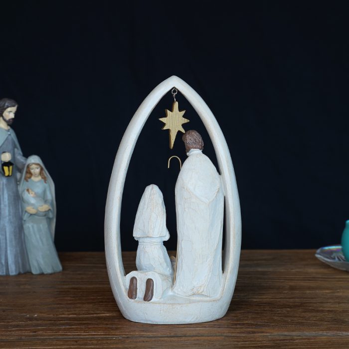 圣诞节-水滴米色摆件-圣诞马槽 -21.5x12cm Catholic religious art