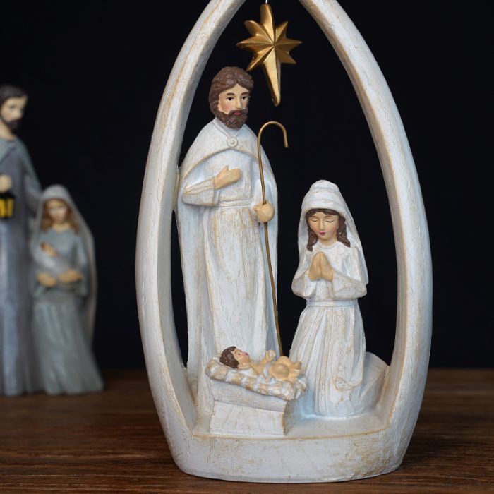 圣诞节-水滴米色摆件-圣诞马槽 -21.5x12cm Catholic religious art